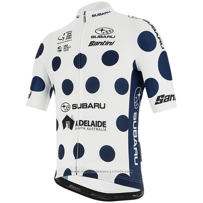 2019 Maillot Cyclisme Tour Down Under Bleu Blanc Manches Courtes et Cuissard